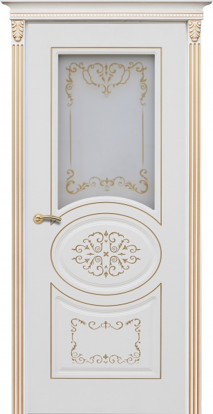 Межкомнатная дверь Президент ДО Эмаль белая патина золото
